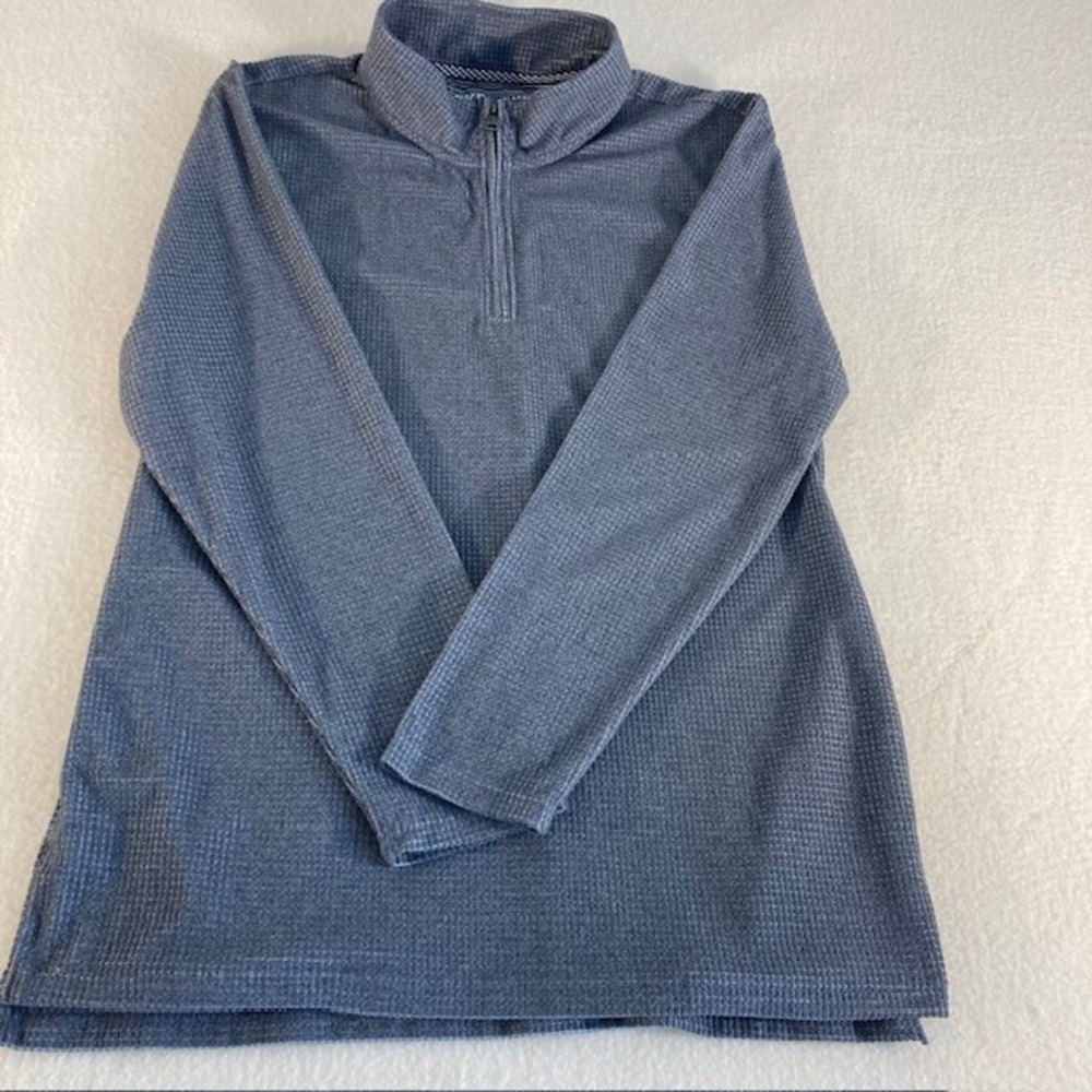 BKE Grey Mens Quarter Zip Pull Over 21.5 X 30 Waffle Pattern